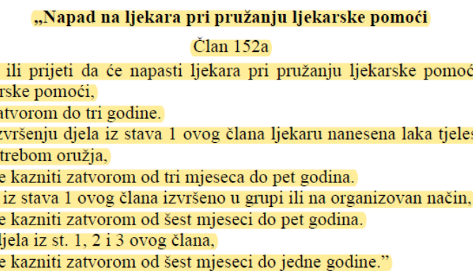 Usvojen prijedlog SDMCG za krivično djelo „Napad na ljekara pri pružanju ljekarske pomoći“